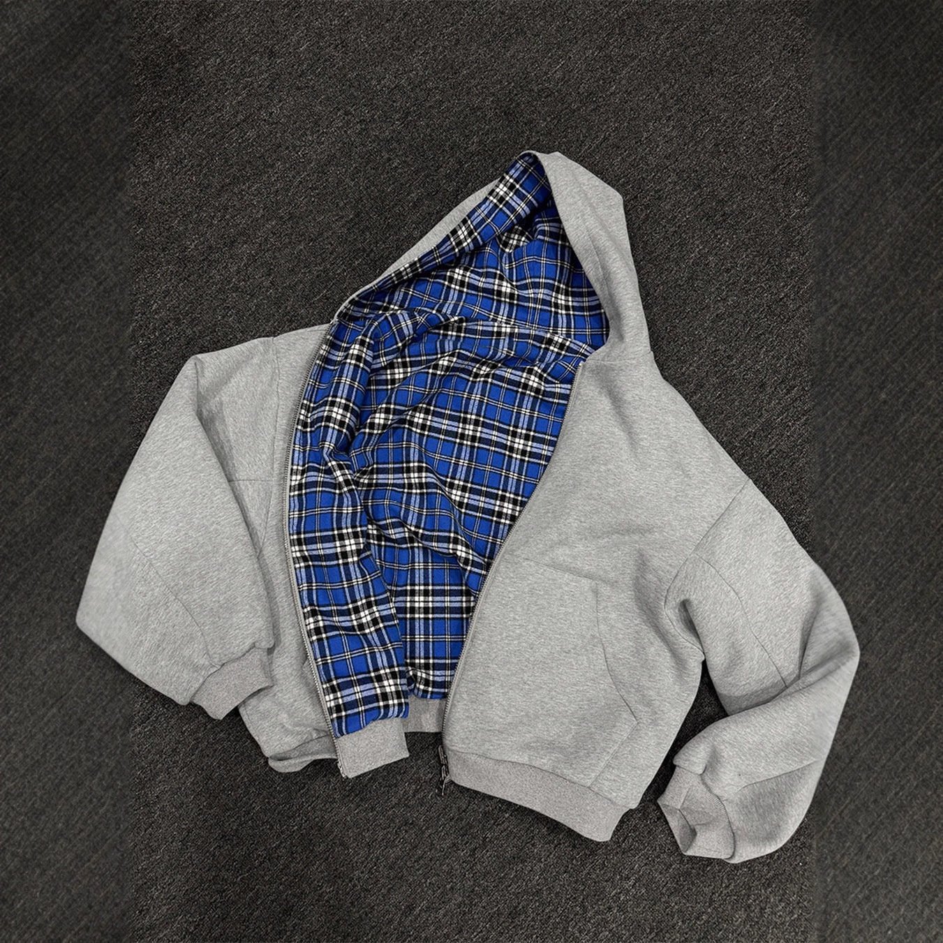 Patchwork Stripe Double-Sided Trendy Retro Loose Zipper hoodie - 图片 5