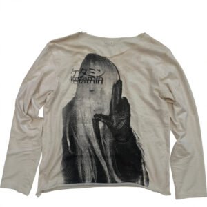 Gothic Japanese Print Crew Neck Long Sleeve T-Shirt