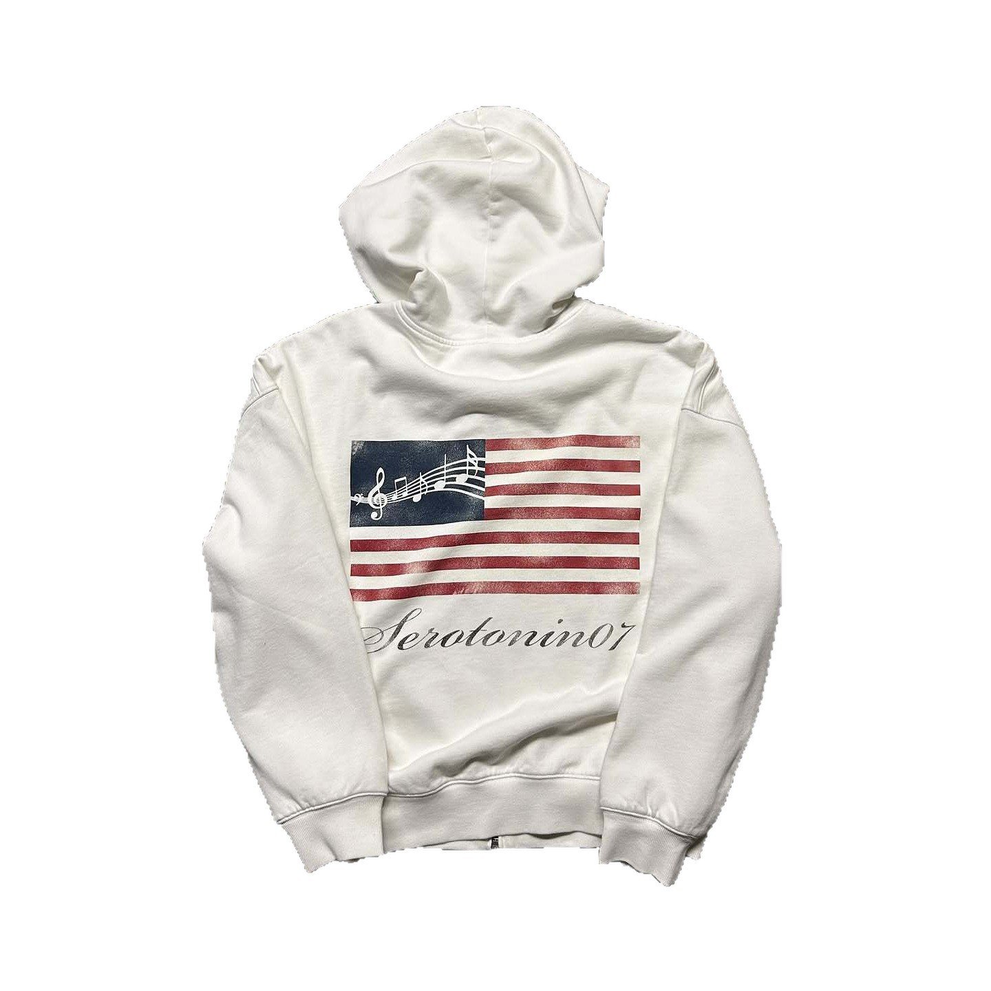 Y2K Vintage Trend Hoodie Music Note American Flag Printing Hoodie - 图片 4